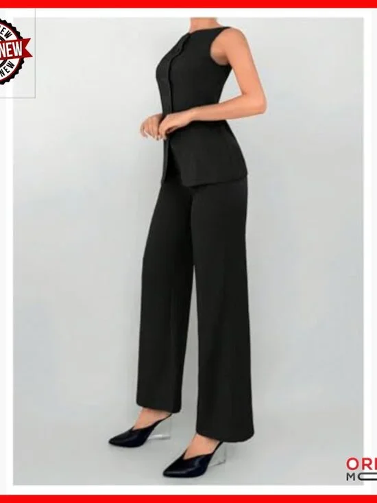 Women's 2 Piece Business Casual Outfit Vest and Pants Set - Picture 5 of 5